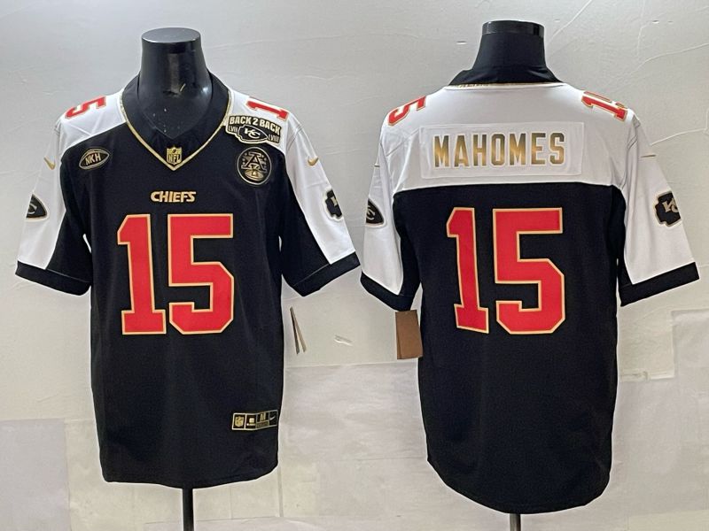 Men 2025 Kansas City Chiefs #15 Mahomes Black Nike Limited NFL Jersey 05